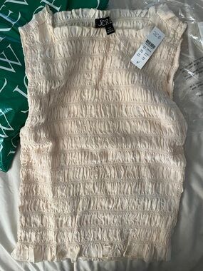 J. Crew Cream Smocked Sleeveless Camisole